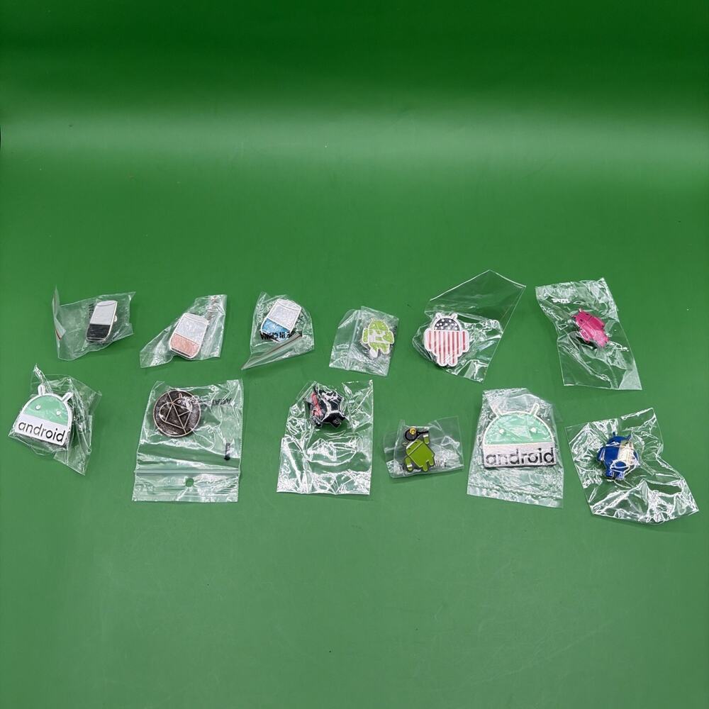 ASSORTED GOOGLE ANDROID PIN COLLECTION Pack - Set of 12 RARE